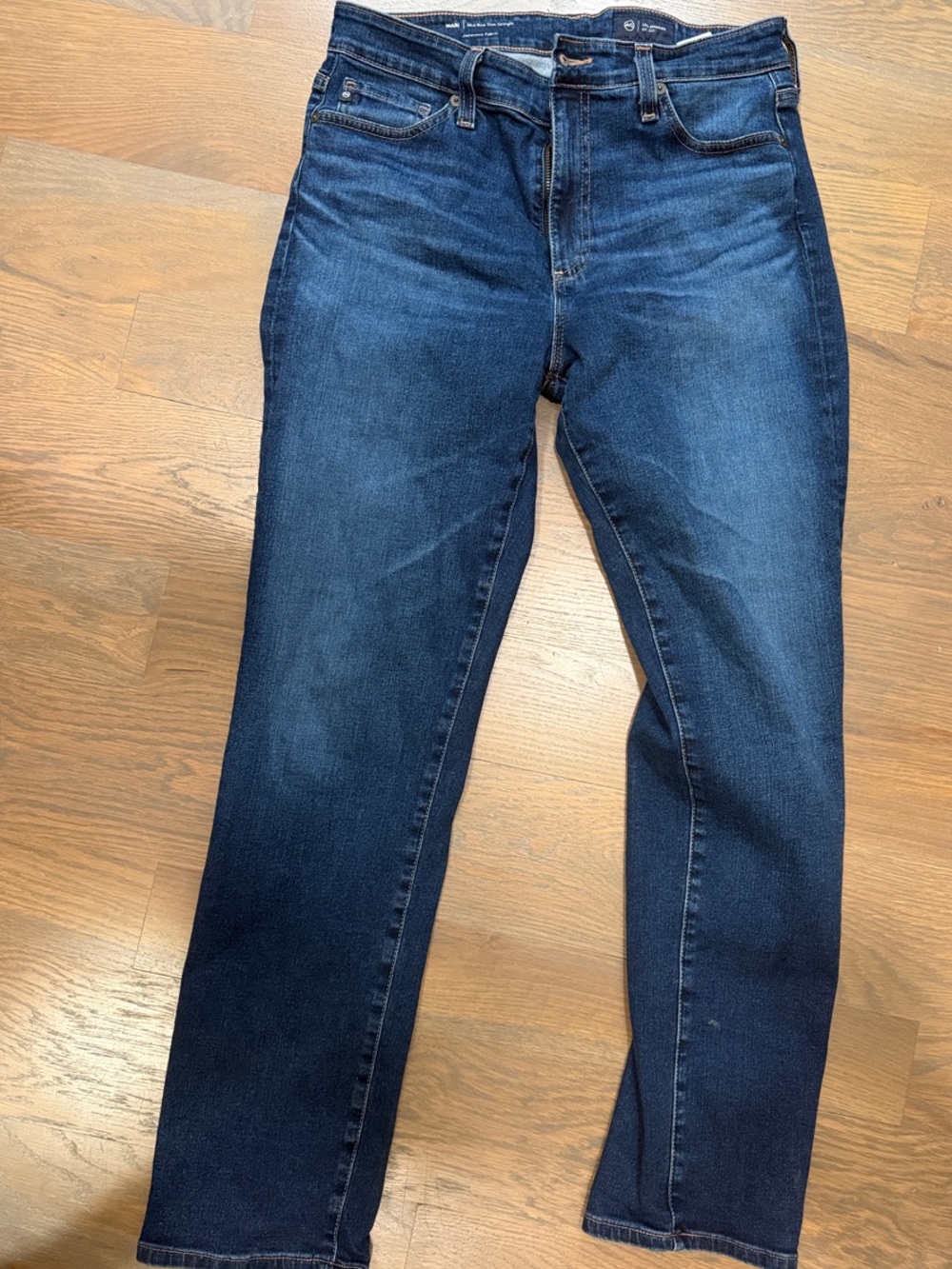 AG Adriano Goldschmied
Mid Rise Slim Straight Dark Blue Jeans